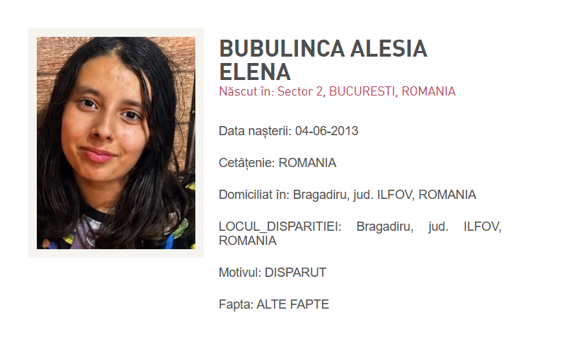 Alertă în Ilfov: O fată de 13 ani din Bragadiru este căutată de polițiști după ce a dispărut de acasă