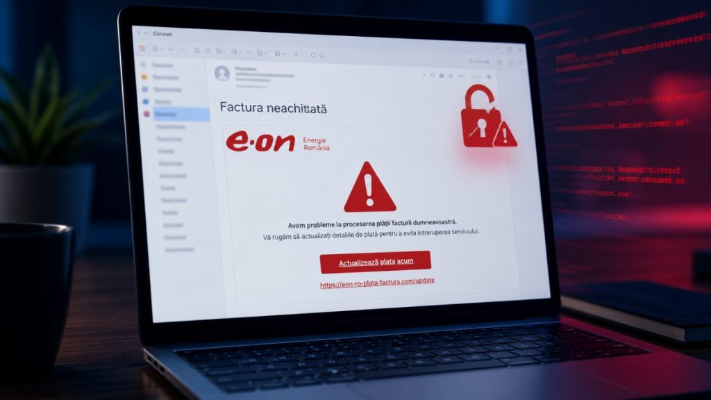 Fraudă în numele E.ON: Clienții primesc e-mailuri alarmante despre facturi restante. Cum recunoașteți capcana