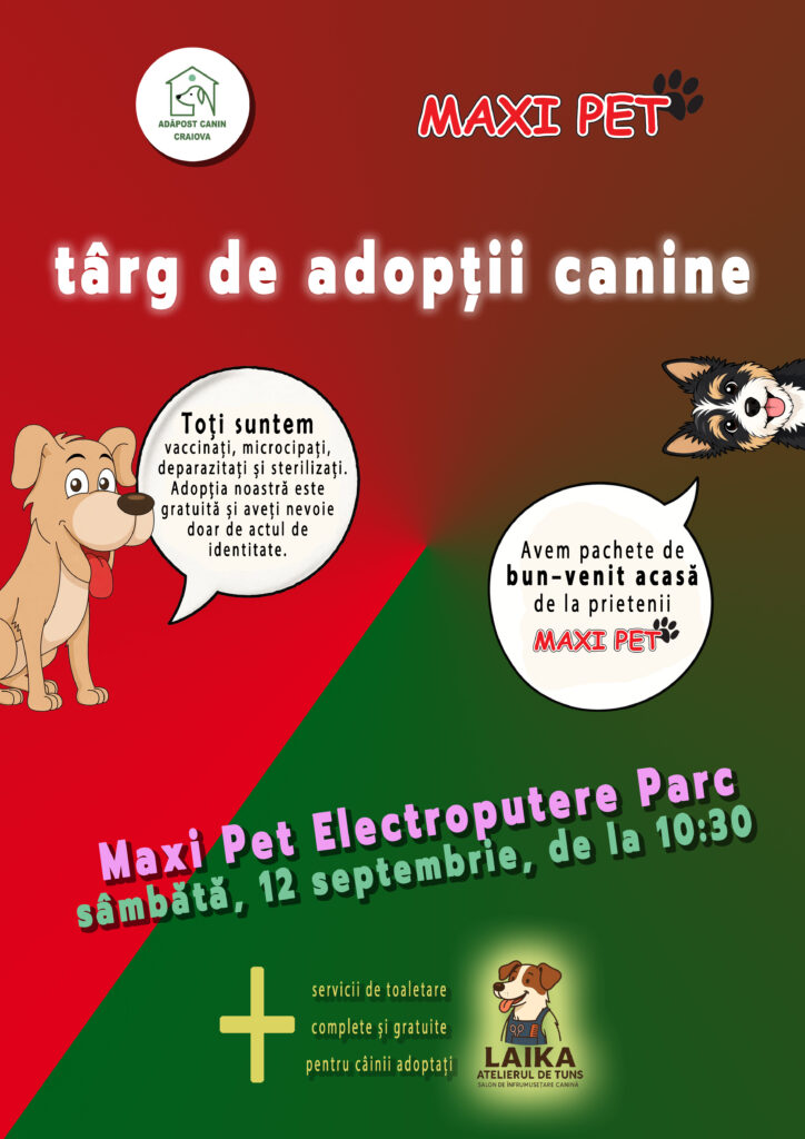 Salubritate Craiova organizează un nou târg de adopții canine, alături de sponsorul Maxi Pet România!