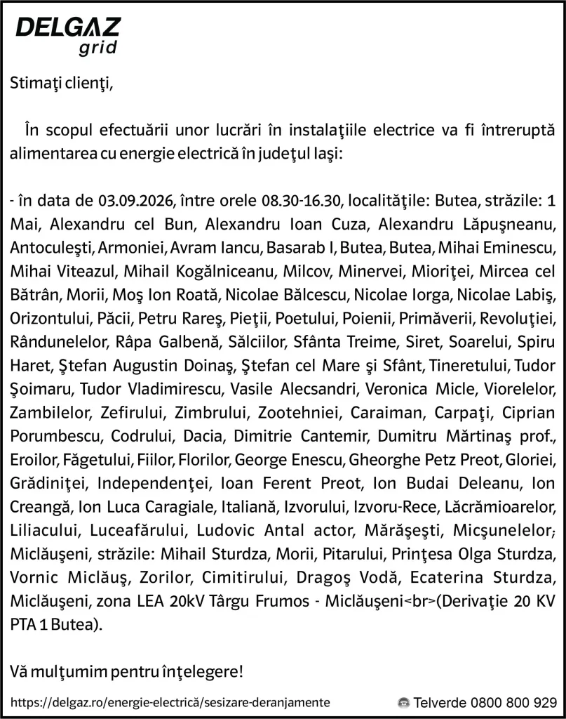 Anunț Delgaz Grid 1 septembrie 2026 / 3