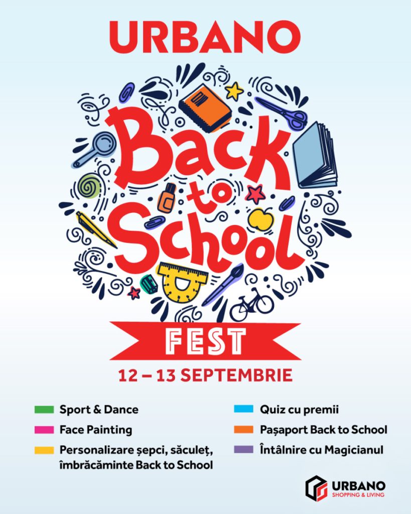 Back to School Fest începe la URBANO Shopping & Living cu două zile de festival pentru copii și o tombolă pentru cumpărători