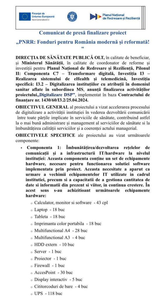 Comunicat de presa