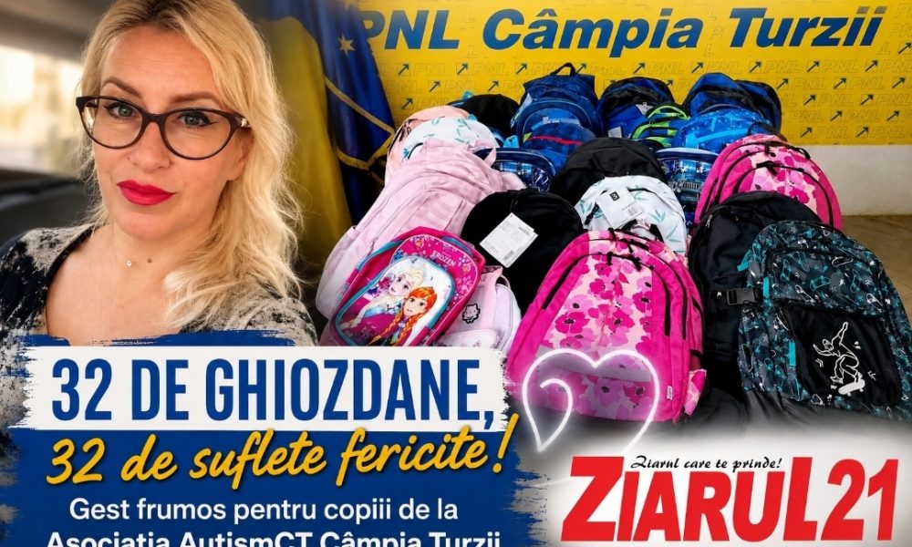 Gest frumos la Câmpia Turzii: 32 de ghiozdane oferite copiilor de la Asociația AutismCT