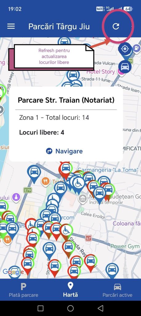 Aplicație pentru parcările din Târgu Jiu. Șoferii pot vedea locurile libere în timp real
