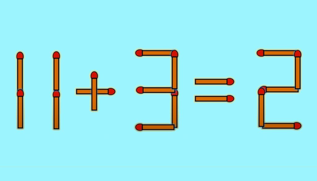 Test IQ cu chibrituri | Corectați 11 + 3 = 2, mutând un singur băț