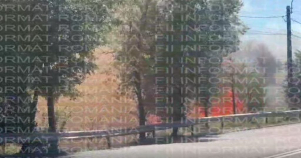 Imagini cu incendiul de vegetație la ieșirea din Brăila. Traficul spre Galați a fost deviat