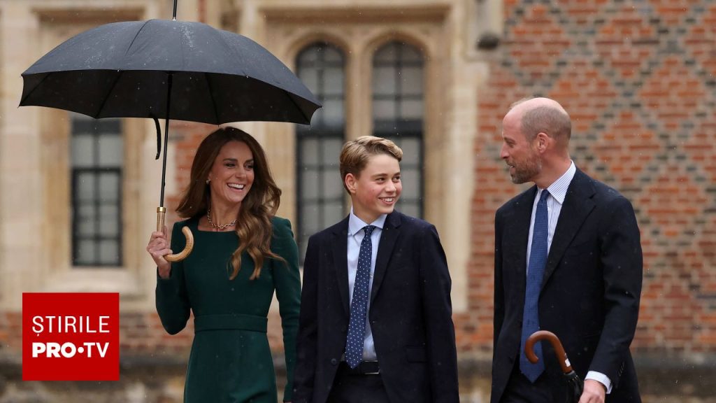 Prințul George, în prima zi la prestigiosul Eton College. William și Kate și-au însoțit fiul la școală. FOTO