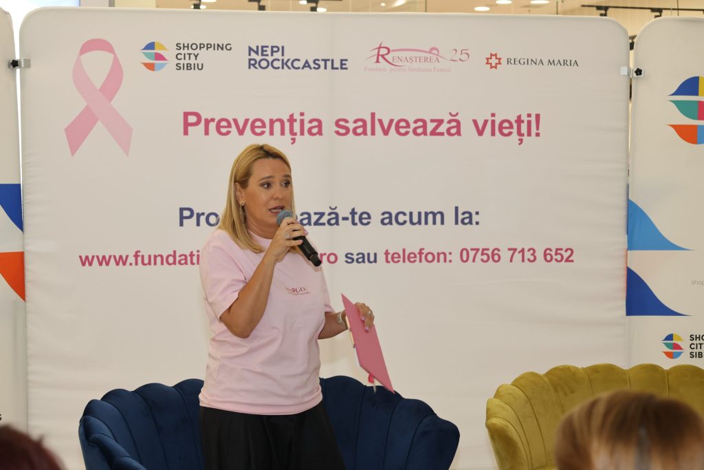 FOTO Andreea Esca, mesaj pentru femei la Sibiu: „Nu amânați prevenția”. Investigații gratuite pentru depistarea cancerului