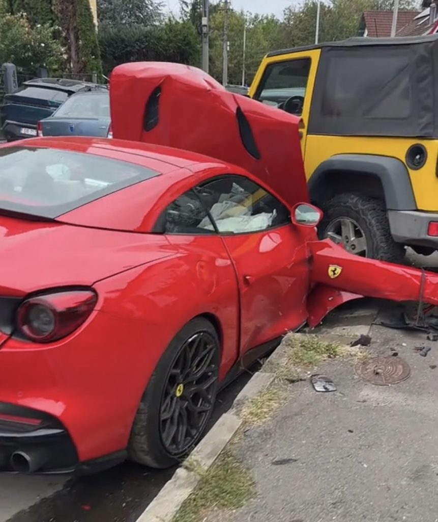 Și-a făcut praf Ferrari-ul dar a avariat și mașinile altora