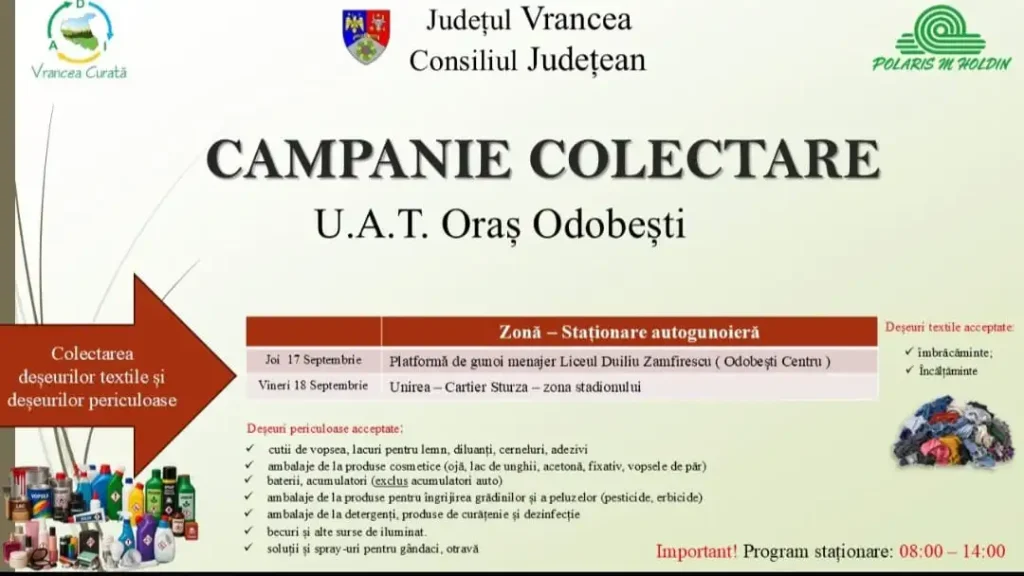 O nouă campanie de colectare a deșeurilor în Odobești