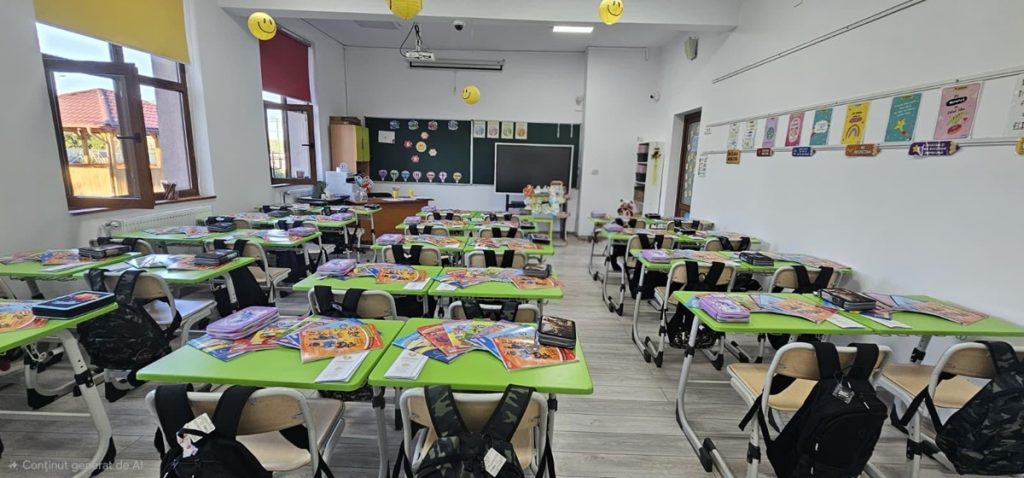 Elevii din Strejnicu au început școala la Centrul Social. Primăria Târgșoru Vechi le-a împărțit rechizite