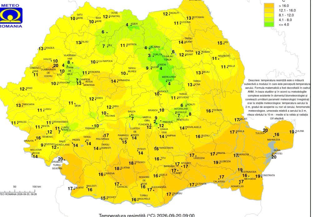 ATENȚIONARE METEO: SCĂDERE BRUSCĂ A TEMPERATURILOR, VIJELII ȘI PLOI DE LUNI DIMINEAȚĂ