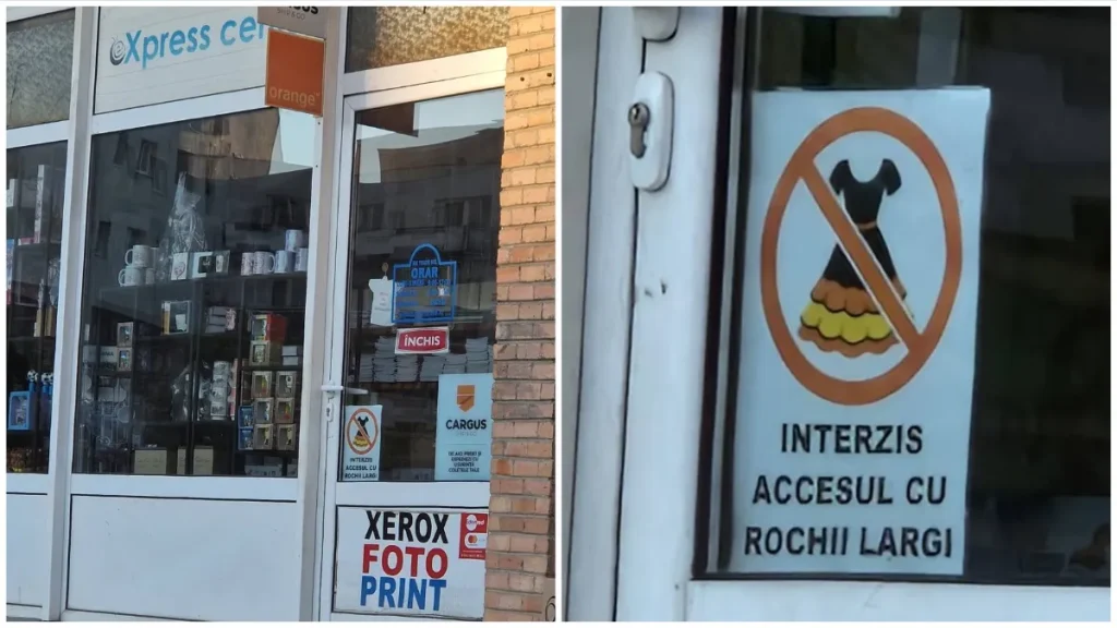 Un magazin din Câmpia Turzii interzice intrarea femeilor ”rochii largi” / Acuzații de discriminare / Proprietarul: ”Imaginea nu are nicio legătură cu vreo etnie”
