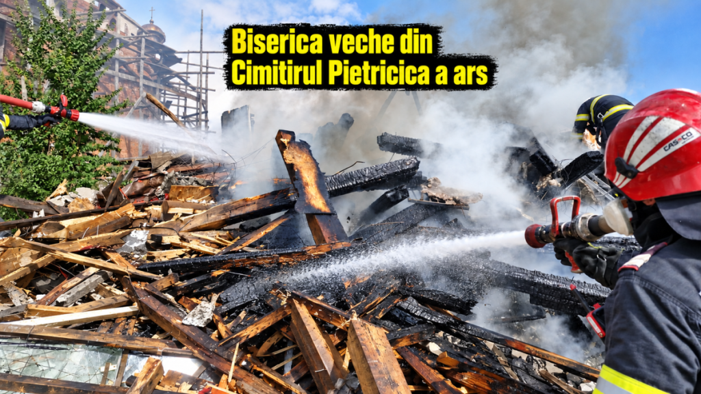 Biserica veche din Cimitirul Pietricica a ars