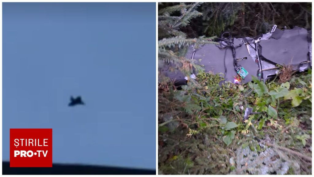 Cum a fost surprinsă drona deasupra României înainte de a se prăbuși în Suceava. Imaginile filmate de la sol