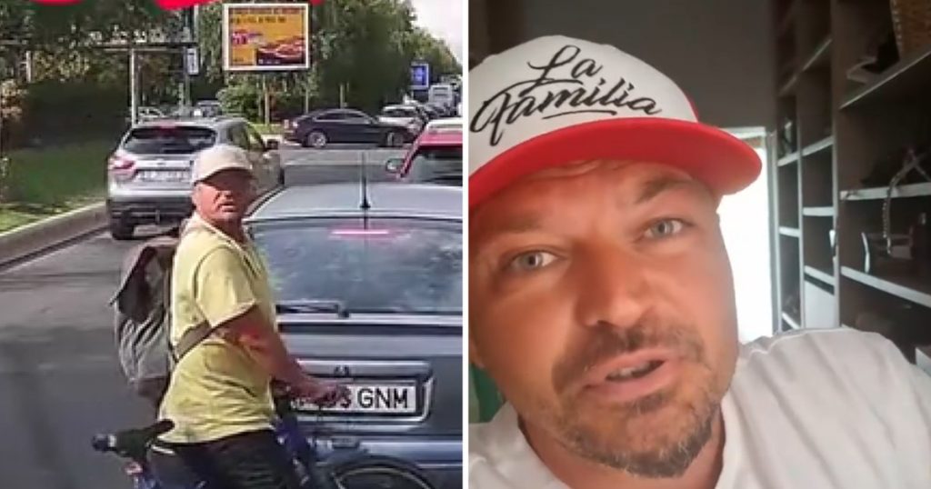 Puya, implicat într-un incident în trafic pe bicicletă, surprins de camera de bord: „Omul a vrut neapărat să-și facă un filmuleț”