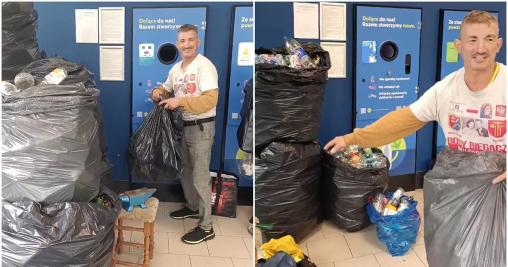Un bărbat s-a dus la automatul de reciclare cu 11.218 de sticle și doze. Câți bani a încasat și ce vrea să facă cu ei