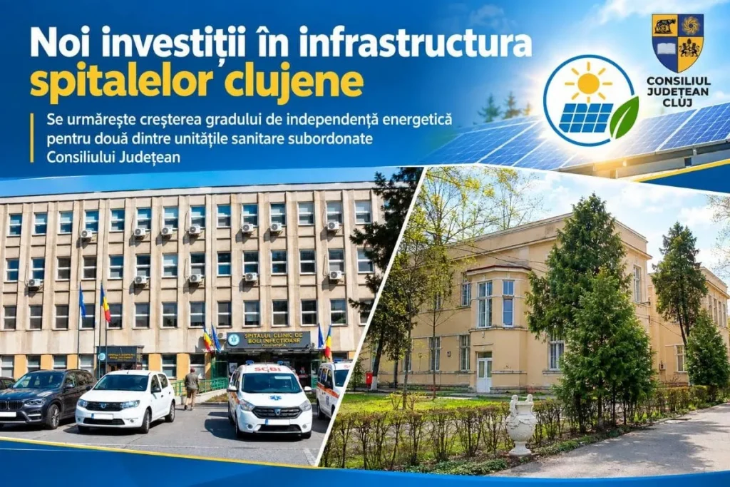 Revoluție verde în sănătatea clujeană: Peste 3,7 milioane de lei pentru independența energetică a Spitalelor de Pneumoftiziologie și Boli Infecțioase