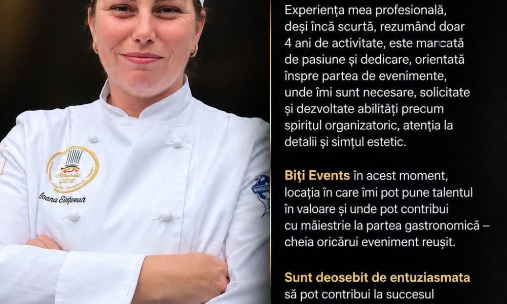 Chef Ioana Cîmpean în drumul spre Olimpiada de Gastronomie din Luxemburg