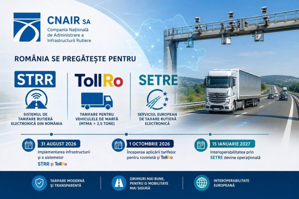 UNTRR: TollRo poate majora cu până la 8% costurile transportului intern. Transportatorii cer amânarea sancțiunilor