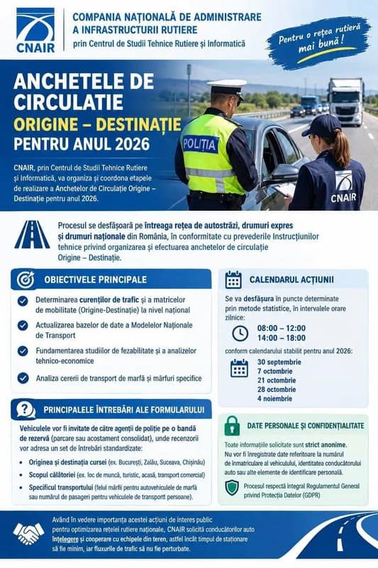 Neamț. Ancheta de Circulație „Origine – Destinație”