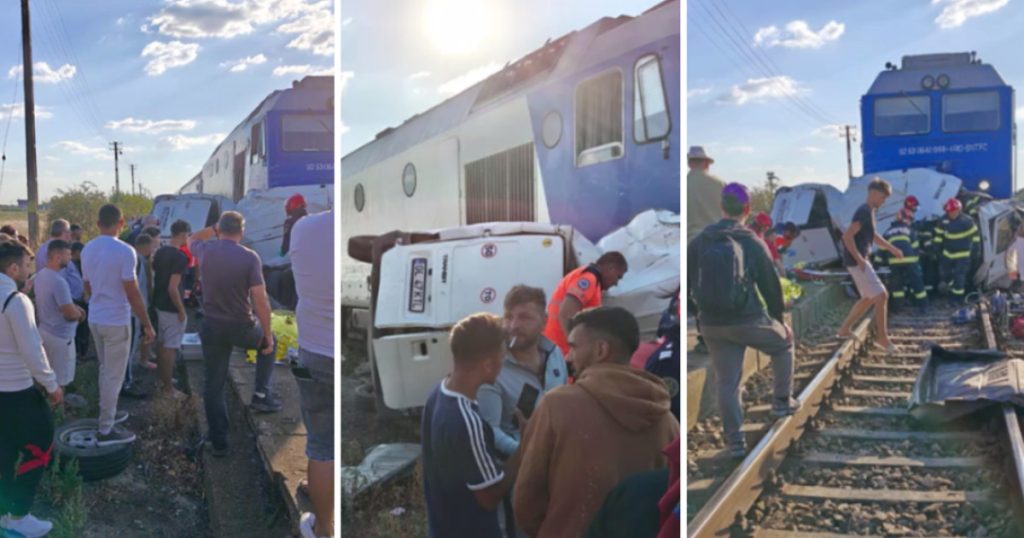 Tragedie pe calea ferată: Patru morți, după ce o autoutilitară a fost spulberată de tren în județul Galați. Traficul feroviar, blocat