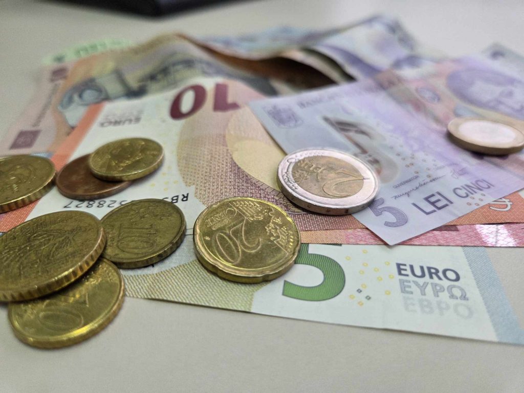 Euro a atins un nou maxim istoric fata de leu, la 5.3447 lei
