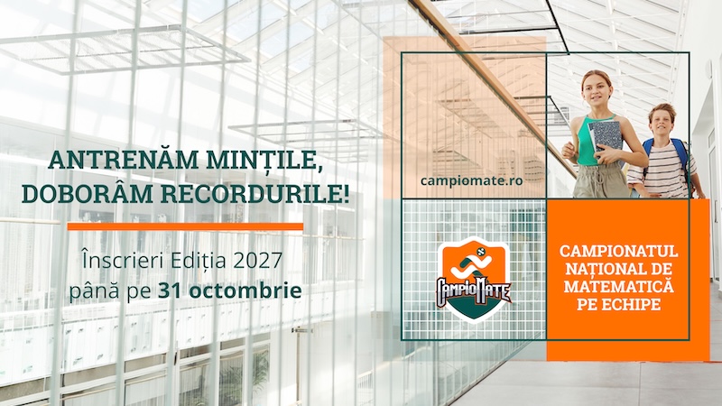 Elevii de gimnaziu din Județul Alba sunt invitați să se înscrie până pe 31 octombrie în Ediția 2027 a campionatului național de matematică pe echipe – CampioMATE