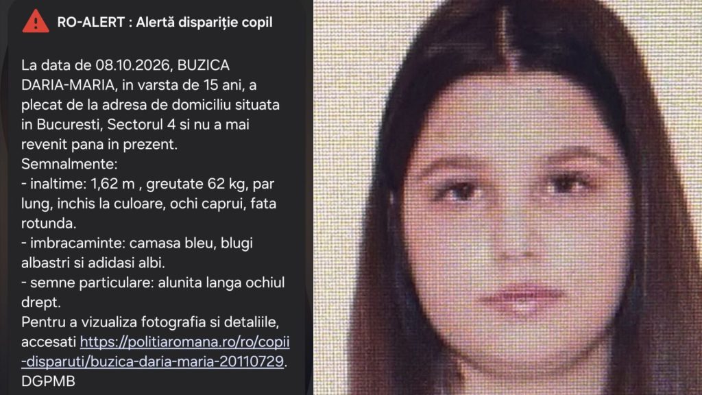 Tânără dispărută din Capitală, căutată la nivel național. Bucureștenii au primit RO-Alert