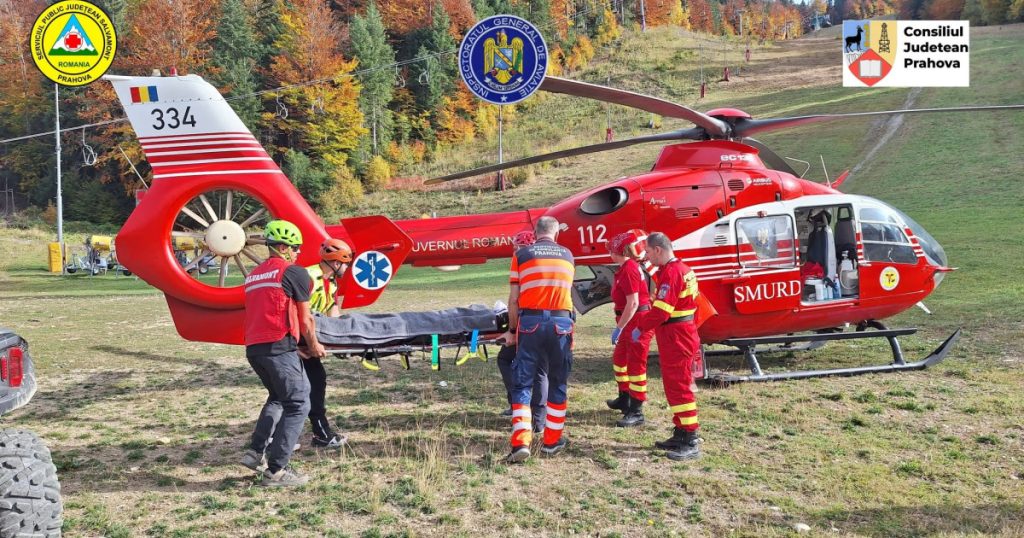Accident grav pe munte: un adolescent de 14 ani a căzut pe un traseu de mountain-bike. A fost nevoie de intervenția elicopterului SMURD
