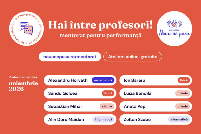 Ateliere gratuite de mentorat pentru performanță: înscrieri deschise profesorilor din toată țara