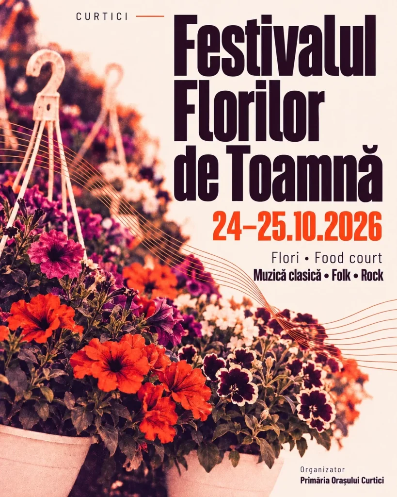 Curticiul celebrează florile: producători locali, bucate alese și muzică pe 24 și 25 octombrie, în cadrul Festivalului Florilor de Toamnă