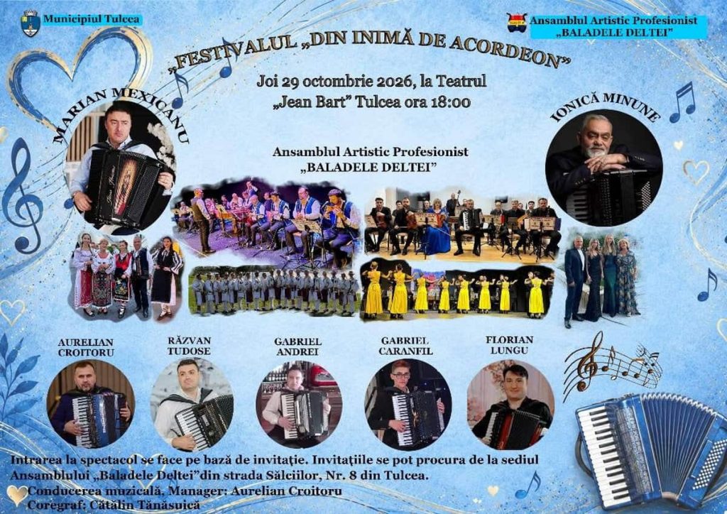 Ionică Minune și Marian Mexicanu vin la Tulcea. Festival de acordeon la Teatrul „Jean Bart”