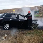 Accident grav la Saschiz: un autoturism a luat foc după impactul cu un autocamion. Trafic blocat pe E60