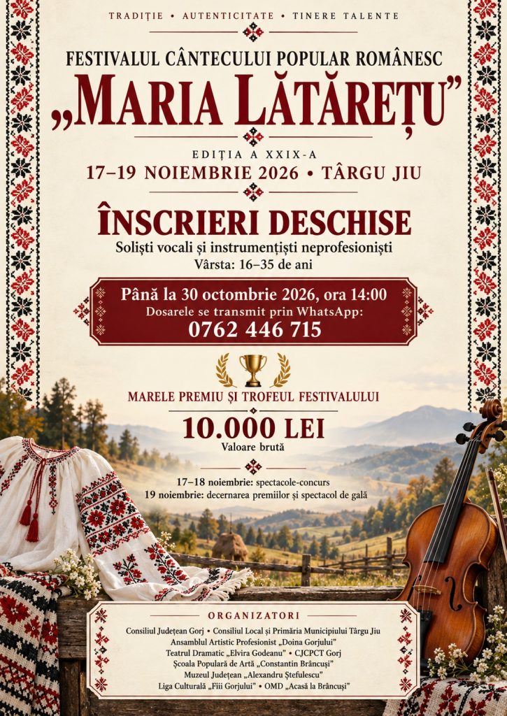 Festivalul „Maria Lătărețu”, din nou la Târgu Jiu