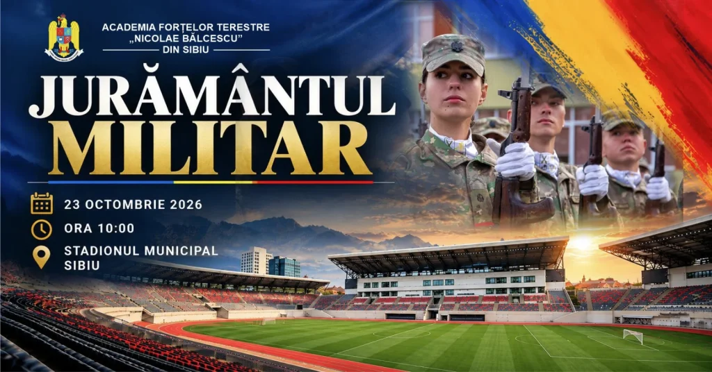 Peste 400 de studenți ai AFT depun vineri jurământul militar pe Stadionul Municipal. Sibienii sunt invitați la ceremonie