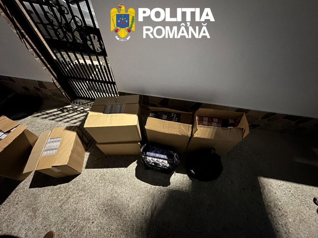 44 de percheziții într-un dosar instrumentat de polițiștii sibieni: peste 113.000 de țigarete fără timbru, descoperite