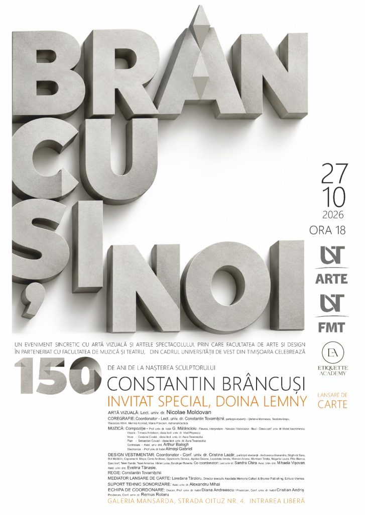 Brâncuși 150 la Timișoara: Doina Lemny, Doctor Honoris Causa al UVT, invitata specială a Facultății de Arte și Design