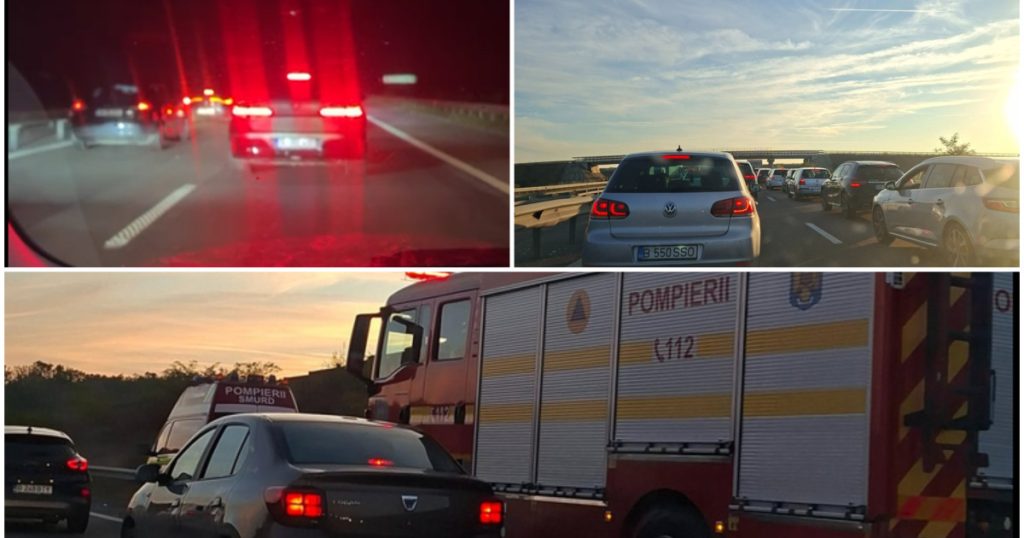 Acident între trei mașini pe autostrada A3. Trafic îngreunat pe sensul Ploiești - București