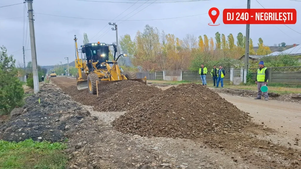 Galați: DJ 240 se lărgește la 8 metri și se pregătește de asfaltare la Negrilești